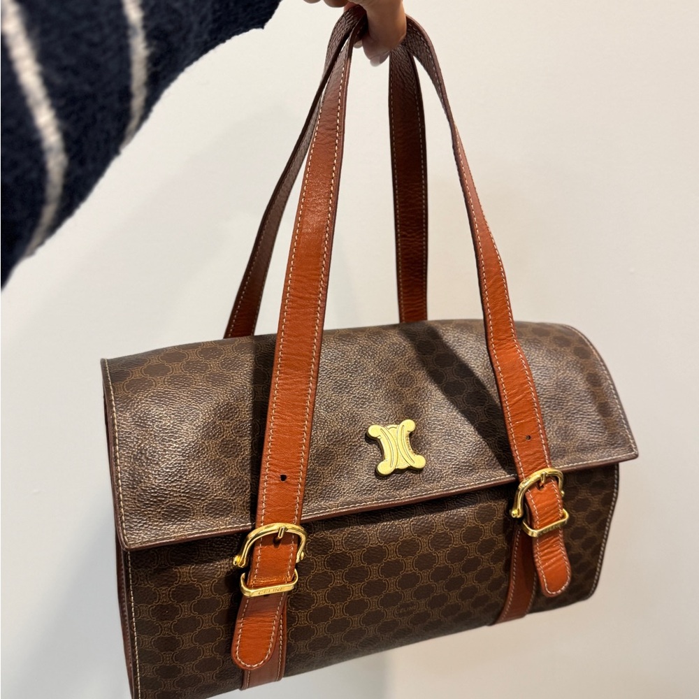 Authentic Celine Triomphe Top Handle Boston Bag